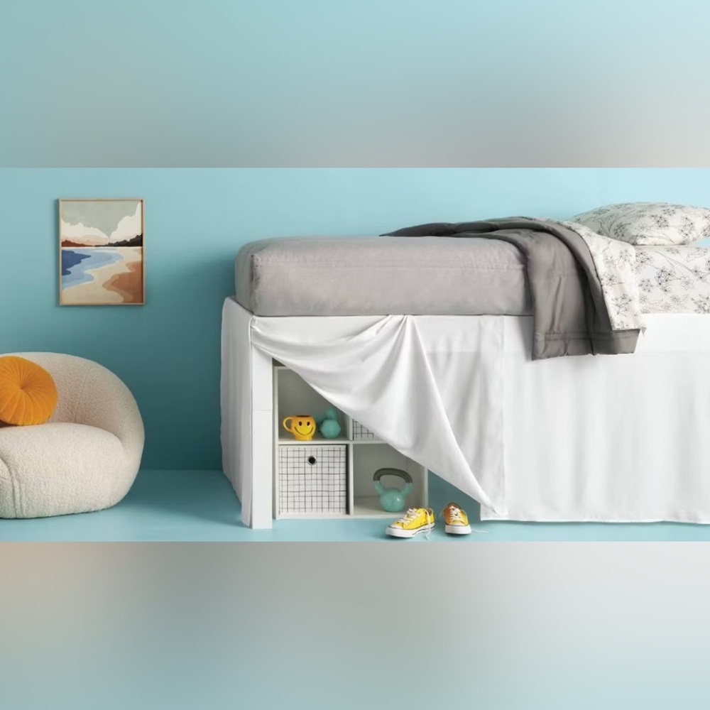 Twin/Twin XL CiCLO rPET Dorm Room Bed Skirts White - Room Essentials